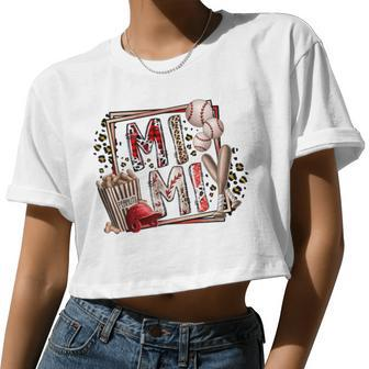 Retro Leopard Baseball Mimi Baseball Lover Women Cropped T-shirt - Monsterry