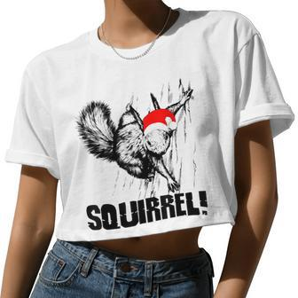 Squirrel Santa Hat Christmas Squirrel For Animal Women Cropped T-shirt - Monsterry AU