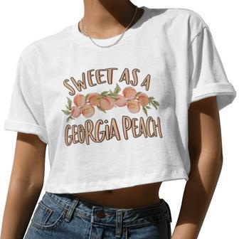 Sweet As A Georgia Peach Cute Southern Georgia Girl Women Cropped T-shirt - Monsterry