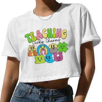 Teaching Lucky Charms Happy St Patrick's Day Irish Teacher Women Cropped T-shirt - Monsterry UK