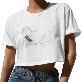 I Wear White For My Mom Lung Cancer Awareness V2 Women Cropped T-shirt - Monsterry DE