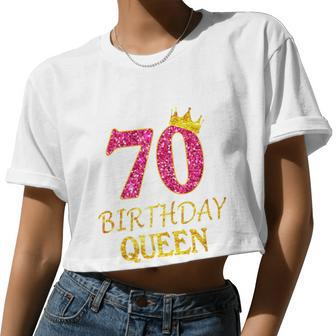 70 Years Old Birthday Queen Girl 70Th Birthday Pink Premium Women Cropped T-shirt - Monsterry UK