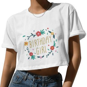 Birthday Girl Floral 1 V2 Women Cropped T-shirt - Monsterry