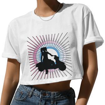 Girl On Moped Women Cropped T-shirt - Monsterry