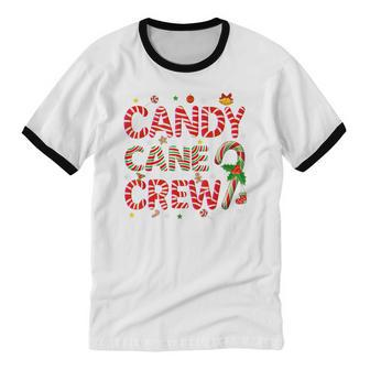 Candy Cane Crew Christmas Candy Lover Xmas Pajamas Cotton Ringer T-Shirt - Monsterry UK