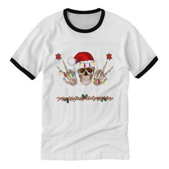 Dead Inside But Jolly Af Christmas Skull Cotton Ringer T-Shirt - Monsterry AU