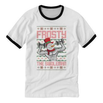 Frosty The Swoleman Snowman Workout Christmas Gym Cotton Ringer T-Shirt - Monsterry UK