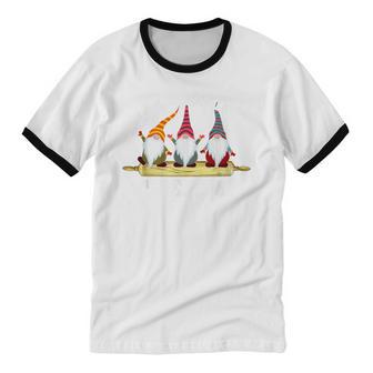 Lefse Rolling Team Nisse Tomte Norway Christmas Gnomes Cotton Ringer T-Shirt - Monsterry DE