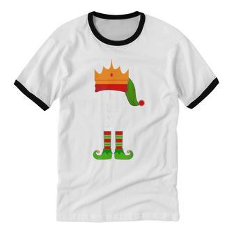 The Queen Elf Matching Family Christmas Pajama Party Cotton Ringer T-Shirt - Monsterry