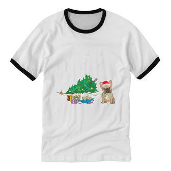 I Regret Nothing Frenchie Christmas French Bulldog Cotton Ringer T-Shirt - Monsterry