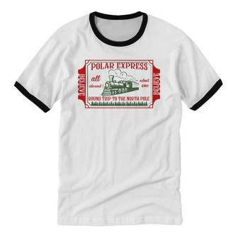 Retro Christmas North Pole Polar Express All Abroad Family Cotton Ringer T-Shirt - Monsterry CA