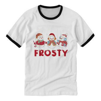 Stay Frosty Snowman Snow Retro Christmas Xmas Happy Holiday Cotton Ringer T-Shirt - Monsterry UK