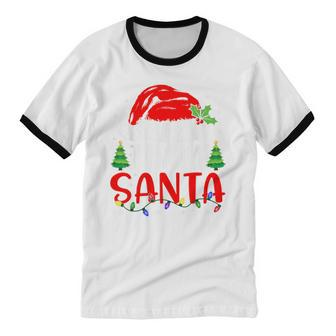 Team Santa Christmas Lights Family Pajamas Matching Cotton Ringer T-Shirt - Monsterry