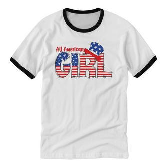 All American Girl Matching Family Fourth 4Th Of July Cotton Ringer T-Shirt - Monsterry UK