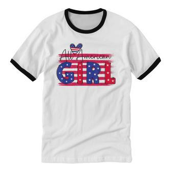 All American Girls 4Th Of July Daughter Cotton Ringer T-Shirt - Monsterry