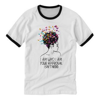 Black Queen Lady Curly Natural Afro African American Ladies Cotton Ringer T-Shirt - Monsterry UK