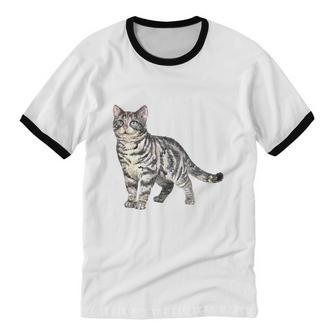 Cat American Shorthair V2 Cotton Ringer T-Shirt - Monsterry