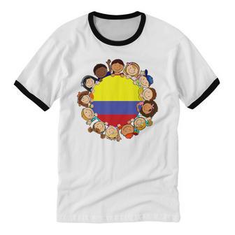 Colombian Flag Hispanic Heritage Month Colombia Kid Boy Girl Cotton Ringer T-Shirt - Monsterry CA