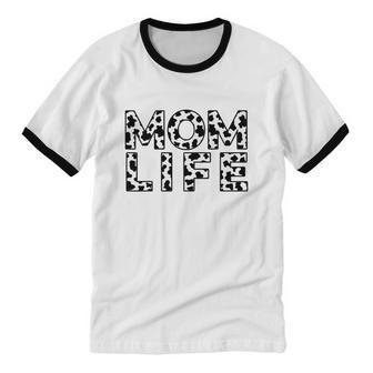 Cow Print Farm Life Mom Life Mama Mother's Day Cotton Ringer T-Shirt - Monsterry AU