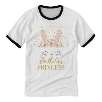 Cute Rabbit Face Bunny Birthday Party Decorations Girl Cotton Ringer T-Shirt - Monsterry UK