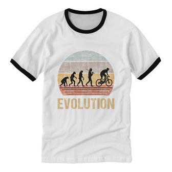 Cycling Evolution Vintage Retro Cotton Ringer T-Shirt - Monsterry