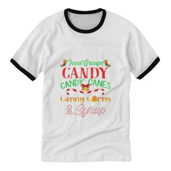 Four Main Food Groups Elf Buddy Christmas Pajama Shirt Xmas Cotton Ringer T-Shirt - Monsterry UK