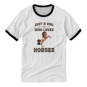 Horse Racing Riding Equestrian For Girls Cotton Ringer T-Shirt - Monsterry AU