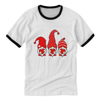 Gnomes Womens Valentines Day Cotton Ringer T-Shirt - Monsterry