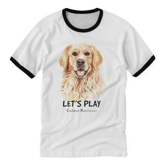 Golden Retriever Dog V2 Cotton Ringer T-Shirt - Monsterry
