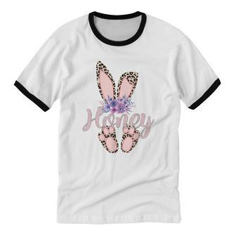 Honey Easter Bunny-Cheetah Leopard Print-Mother's Day Cotton Ringer T-Shirt - Monsterry DE