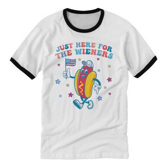 I'm Just Here For The Wieners 4Th Of July Boys Girls Cotton Ringer T-Shirt - Monsterry DE