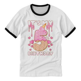 Kids Birthday Girl 5 Years Ice Cream It's My 5Th Birthday Cotton Ringer T-Shirt - Monsterry AU