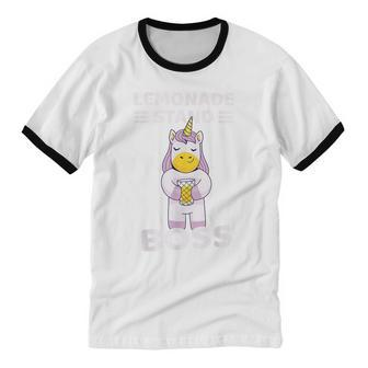 Lemonade Stand Boss Unicorn Girls Cotton Ringer T-Shirt - Monsterry