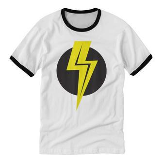 Lightning Bolt And Circle T For Boys And Girls Cotton Ringer T-Shirt - Monsterry DE