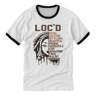 Loc'd Celebration Beautiful Hair Black Queen Black History Cotton Ringer T-Shirt - Monsterry