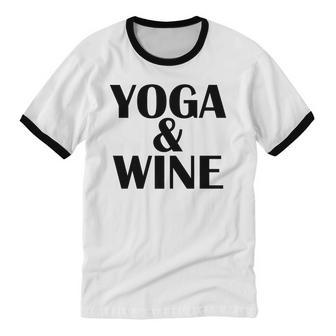 Meditation Yoga Wine Tees Alcohol Fitness Women Cotton Ringer T-Shirt - Monsterry