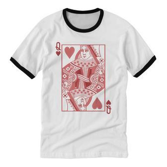 Pink Queen Of Hearts Valentine's Cotton Ringer T-Shirt - Monsterry UK