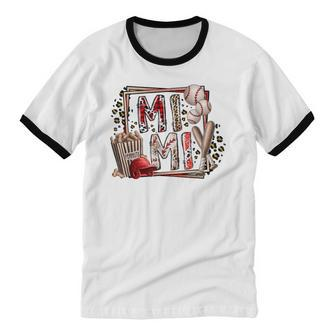 Retro Leopard Baseball Mimi Baseball Lover Cotton Ringer T-Shirt - Monsterry CA