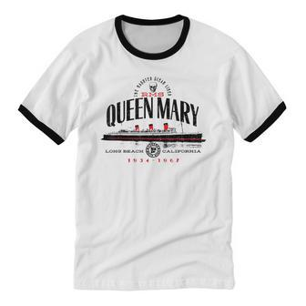 Rms Queen Mary The North Atlantic Ocean From 1936 To 1967 Cotton Ringer T-Shirt - Monsterry UK