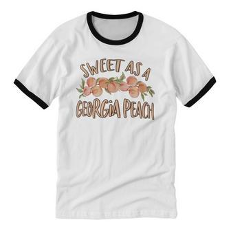 Sweet As A Georgia Peach Cute Southern Georgia Girl Cotton Ringer T-Shirt - Monsterry