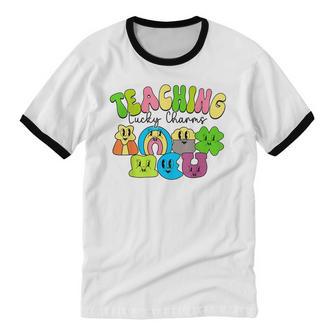 Teaching Lucky Charms Happy St Patrick's Day Irish Teacher Cotton Ringer T-Shirt - Monsterry