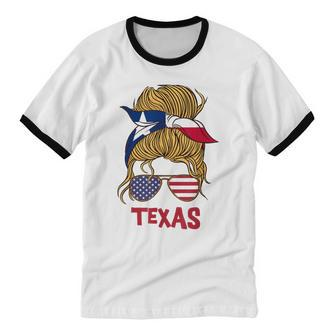 Texas For Girls Texas Proud State Flag For Women Cotton Ringer T-Shirt - Monsterry DE
