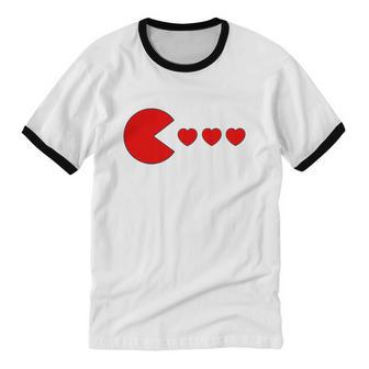 Valentines Day Hearts Boys Girls Kids Cotton Ringer T-Shirt - Monsterry
