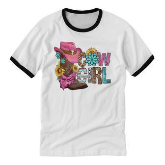 Western Cowgirl For Girls Women Cotton Ringer T-Shirt - Monsterry