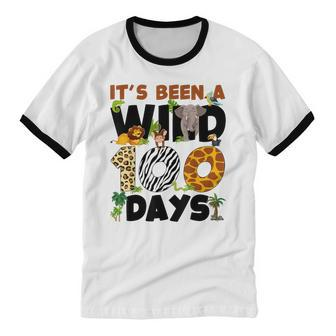 Wild 100 Days Safari Jungle 100Th Day Of School Boys Girls Cotton Ringer T-Shirt - Monsterry CA