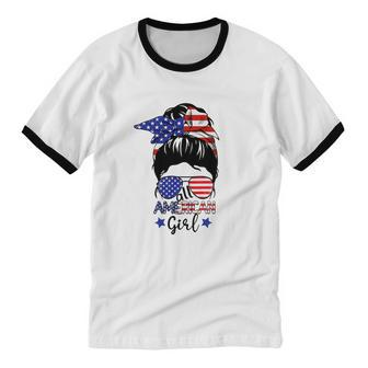 American Girl 4Th Of July V2 Cotton Ringer T-Shirt - Monsterry UK