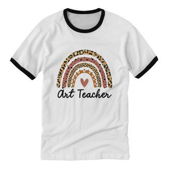 Art Teacher Rainbow Leopard Teacher School Cotton Ringer T-Shirt - Monsterry AU