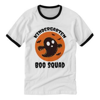Kindergarten Boo Squad Halloween Teacher Student Ideas Cotton Ringer T-Shirt - Monsterry