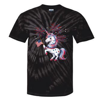 Cute Patriotic Americorn Unicorn Fireworks Girls 4Th Of July Tie-Dye T-shirts - Monsterry CA