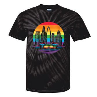 Retro Lgbt Rainbow Charlotte Skyline Lesbian Gay Pride Tie-Dye T-shirts - Monsterry AU